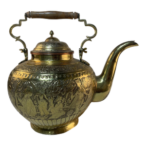 Late 19th Century Large Middle Eastern Brass Tea Pot