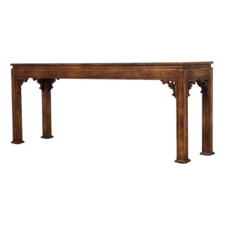 Walnut Finish Long Alter Sofa Table Console For Sale