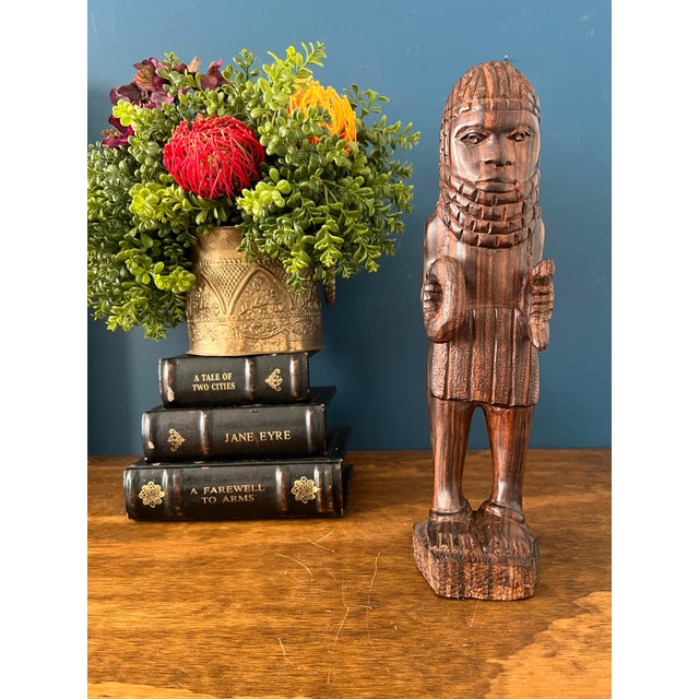 Sculptural African Kuba Hand-Carved Mahogany Figure on Base, Mid-20th Century For Sale - Image 13 of 17