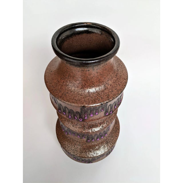 Mid-Century Modern West Germany Ceramic Purple Lava Vase For Sale - Image 3 of 10