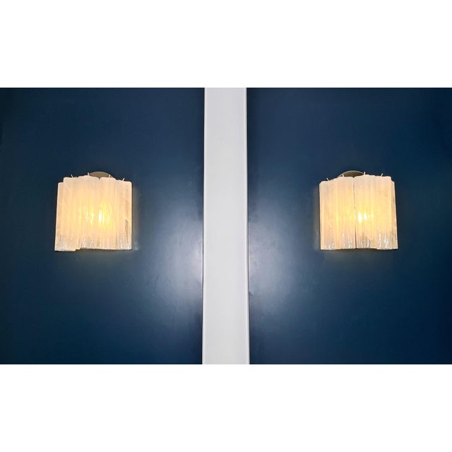 Vintage Murano Glass Tube Wall Sconces with 5 White Alabaster Glass Tube, 1990, Set of 2 For Sale - Image 4 of 18