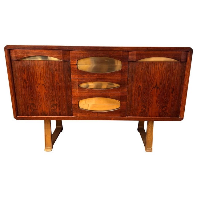 Italian Credenza with Drawers and Brass Detailing, 1950s For Sale - Image 10 of 10