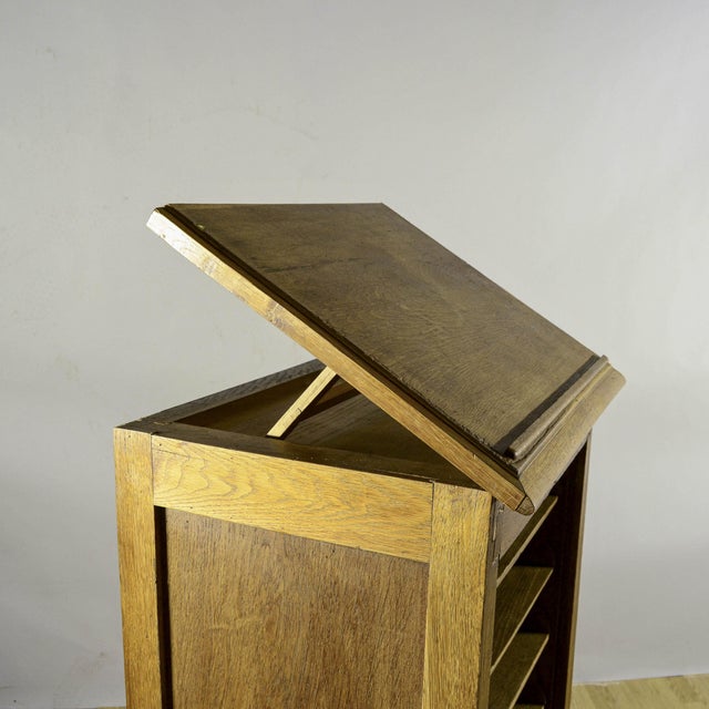 Brown Tambour Oak Office Desk with Sliding Door and Drawers For Sale - Image 8 of 18