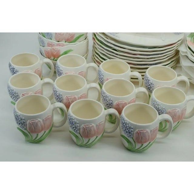 White Late 20th Century 50 Piece Mary Ann Baker "Tulip Garden" Porcelain Dinner Service & Tea / Coffee Set For Sale - Image 8 of 10