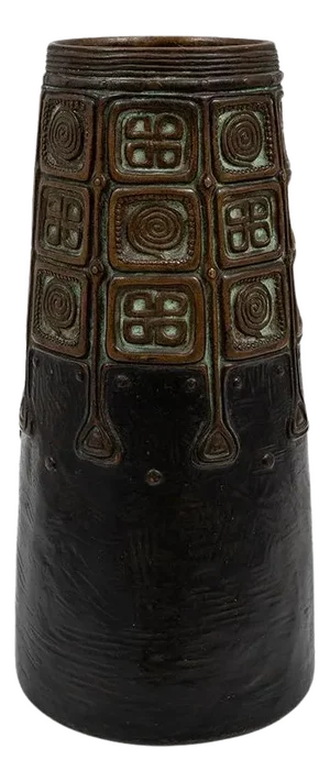 Art Nouveau Austrian Bronze Vase in Brown by Gustav Gurschner, 1906