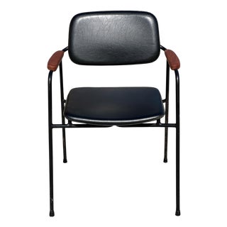 Armchair in Metal, Oak and Imitation Leather, 1950s For Sale