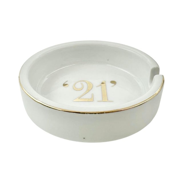 Mid-Century Modern Vintage the 21 Club Nyc Restaurant White Porcelain Ashtray For Sale - Image 3 of 12