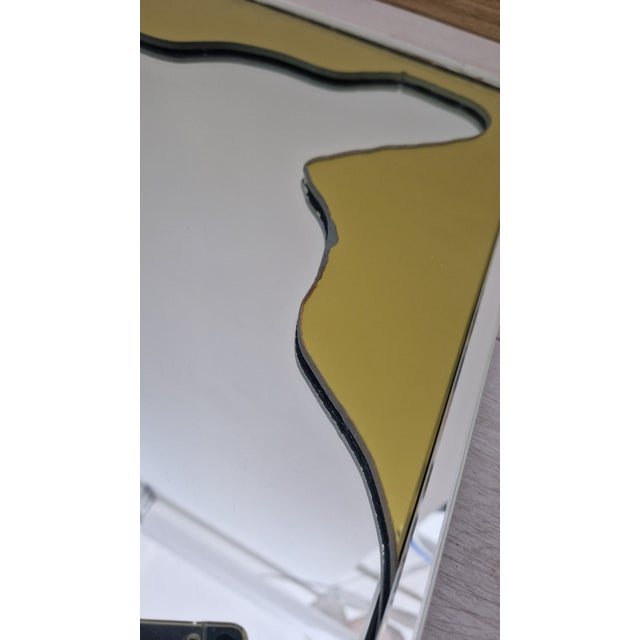 Mirror with Shaped Yellow Decoration, 1990s For Sale - Image 6 of 12