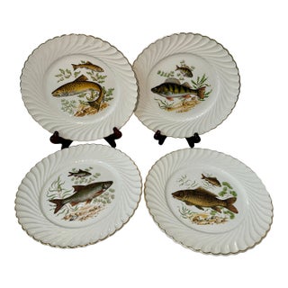 Vintage, French, Luneville, Ceramic Fish Plates - Set of 4 For Sale