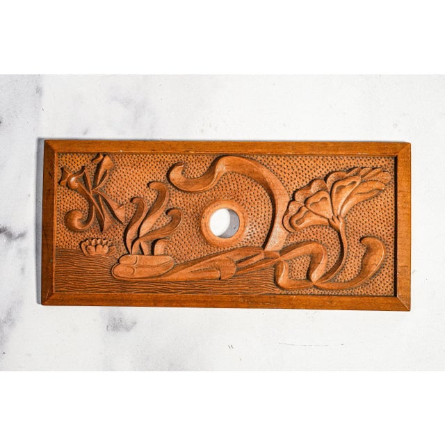 Oversized Antique Art Nouveau Carved Wood Ink Blotter Paperweight World War I 1914–1917 European Folk Art Desk Accessory For Sale - Image 11 of 15