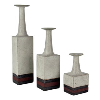 Vintage Ceramic Monofiore Vases by Bruno Gambone, 1960s, Set of 3 For Sale