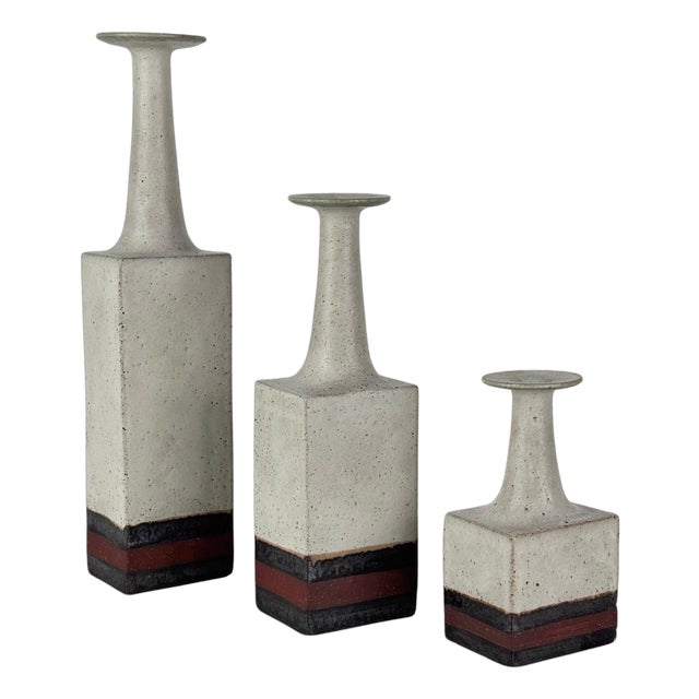 Vintage Ceramic Monofiore Vases by Bruno Gambone, 1960s, Set of 3 For Sale