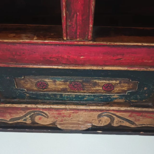 Wood Antique Chinese Hand Painted Hall Cabinet For Sale - Image 7 of 18