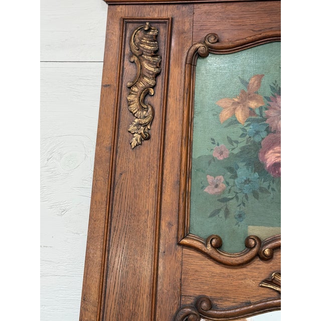 19th Century French Louis XVI Solid Oak Trumeau Mirror For Sale - Image 4 of 12