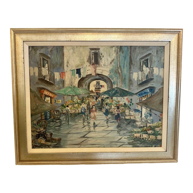 Newly Framed Lovely Vintage Painting of Paris Street Scene For Sale
