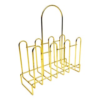 Hollywood Regency Brass Magazine Rack, 1970s For Sale