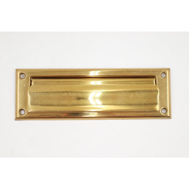 Traditional Reclaimed 8.75 In. Rectangular Polished Brass Mail Slot Set For Sale - Image 3 of 4