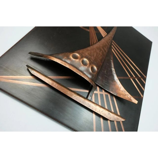 Mid-Century Copper Relief of Sailboat, 1950s For Sale - Image 5 of 10