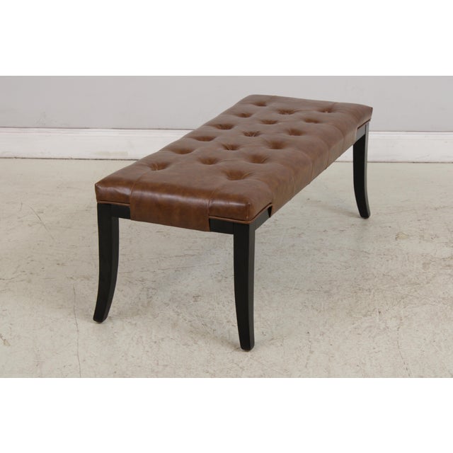 Safavieh Safavieh Tufted Brown Leather Regency Window Bench For Sale - Image 4 of 16