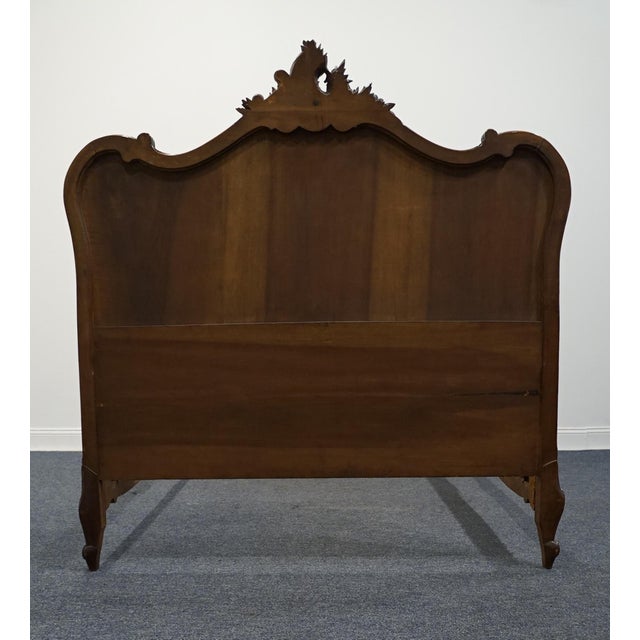 Vintage Antique Bookmatched Walnut French Provincial Louis XVI Rococo Full Size Bed For Sale In Kansas City - Image 6 of 12