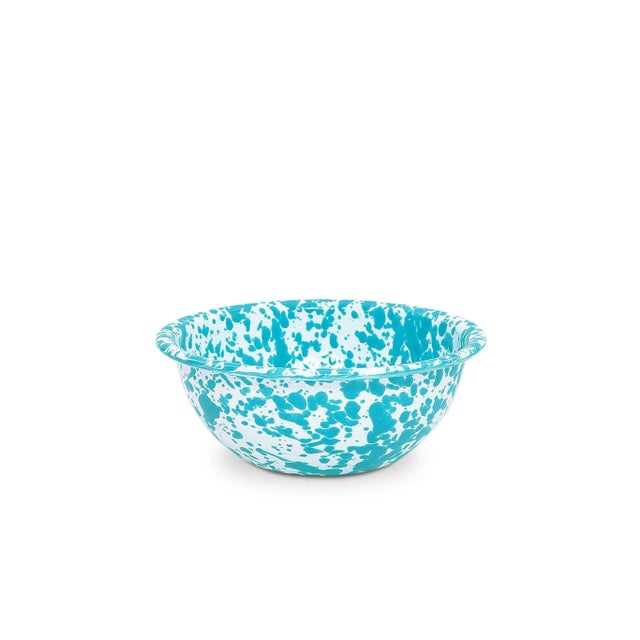 Enamel Splatter Cereal Bowls, Turquoise - Set of 4 Our Cereal Bowl set featured in Crow Canyon Home's iconic splatter...