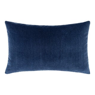 Scalamandre 22" x 14" Tudor Velvet Lumbar Pillow in Lapis For Sale