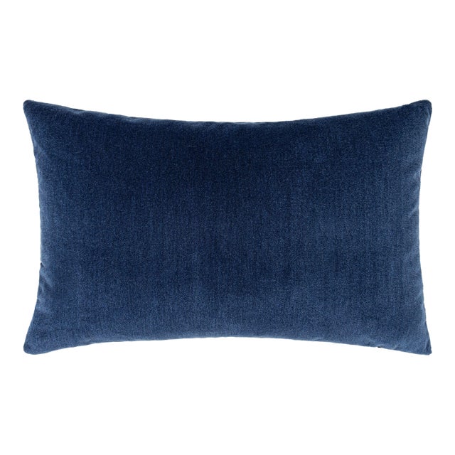 Scalamandre 22" x 14" Tudor Velvet Lumbar Pillow in Lapis For Sale