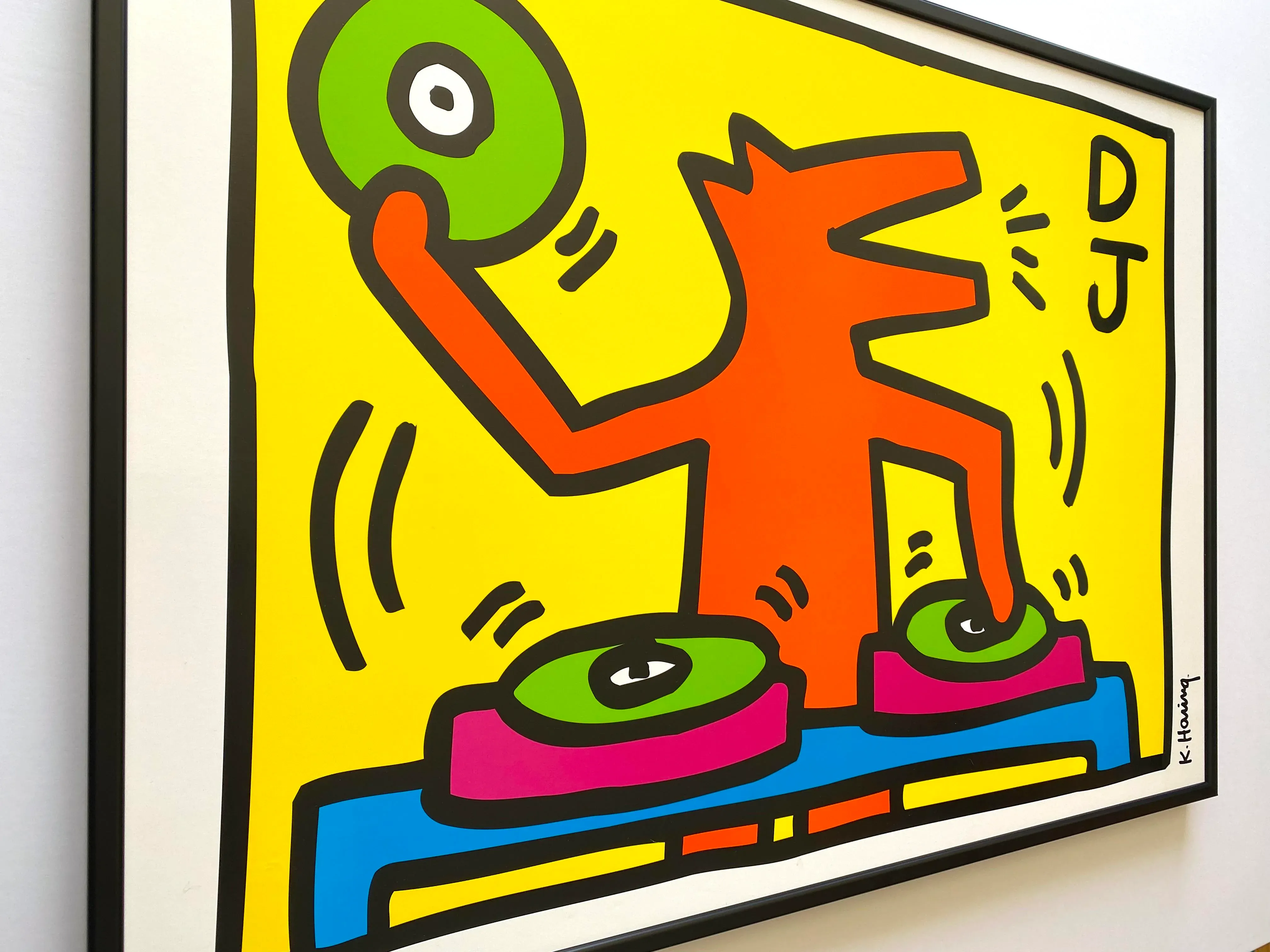 Keith Haring Estate Vintage 1998 Lithograph Print Framed Pop Art