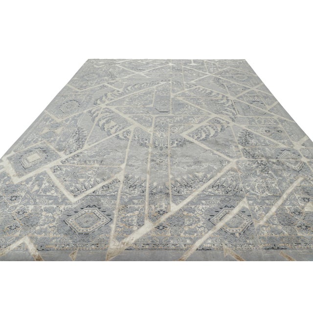 2010s Rug & Kilim’s Contemporary Rug With Gray Medallions & Geometric Patterns “Kian” For Sale - Image 5 of 9