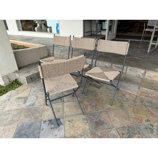 2010s Crate & Barrel Lanai Fliptop Outdoor Patio Dining Table + 4 Folding Chairs For Sale - Image 5 of 9