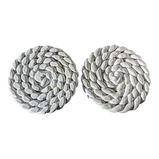 90s Pair of Ceramic Portuguese Rope Trivets For Sale