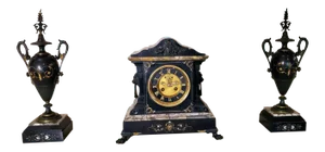 French Neoclassical Revival Mantel Clock & Urn Garniture Set