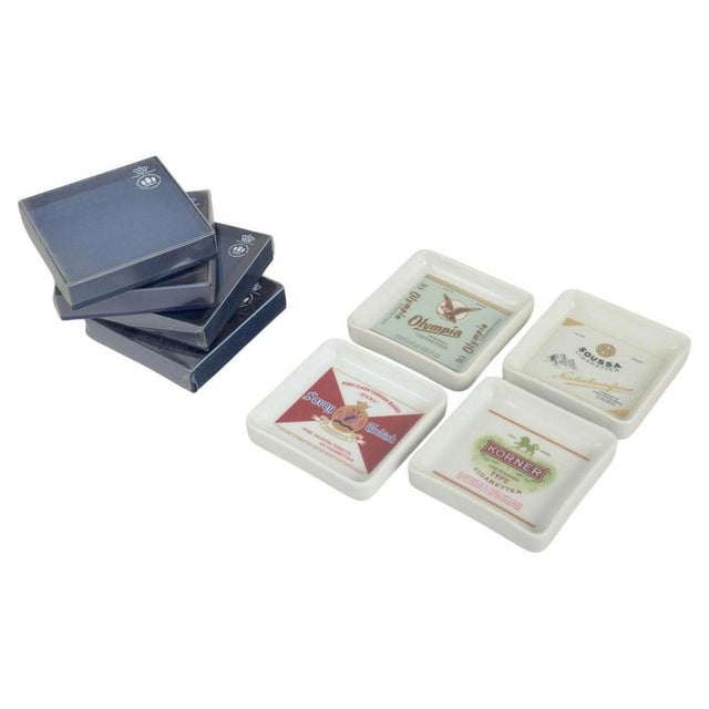 1980s Vintage Danish Square Porcelain Ashtrays from Bing & Grøndahl, 1980s, Set of 4 For Sale - Image 5 of 5