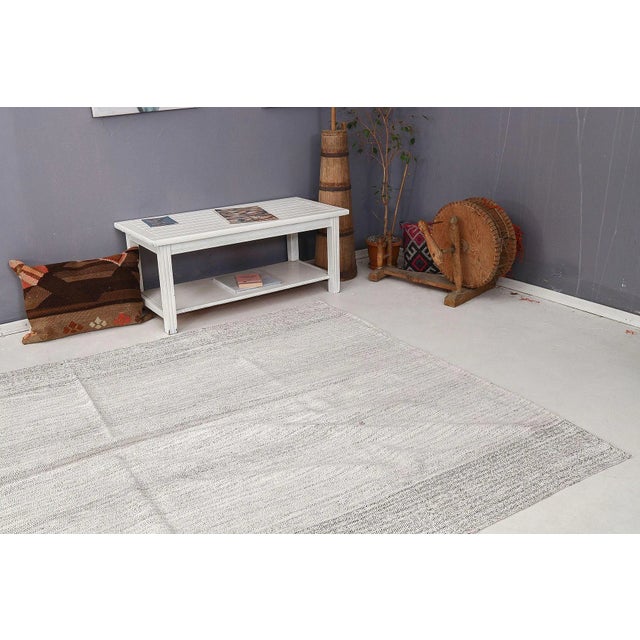 Mid 20th Century Light Gray Vintage Kilim Rug For Sale In Los Angeles - Image 6 of 7