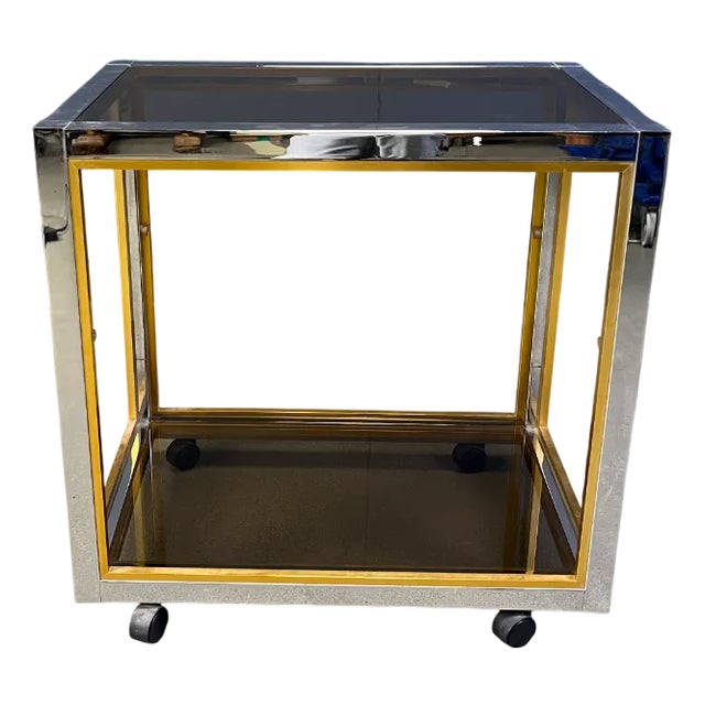Italian Brass and Chrome Drinks Trolley, 1970s For Sale