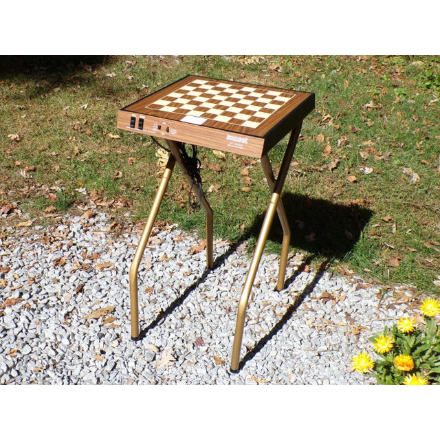 Mid-Century Modern Vintage Sunset Folding Sv Projector Table Light Up Checkers Board Game Table For Sale - Image 3 of 16