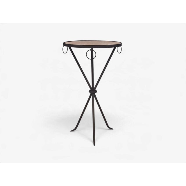Jean-Michel Frank Style, Side Tables, Painted Iron, Travertine, 20th C. For Sale In New York - Image 6 of 12