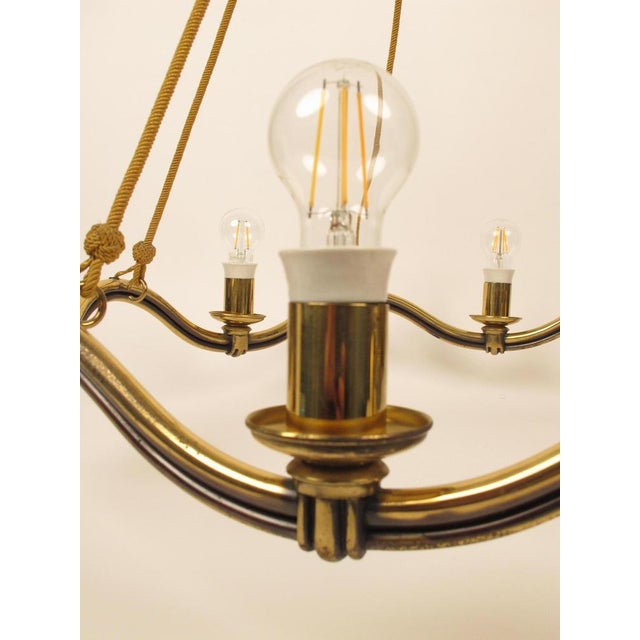 Large Brass Wave Chandelier by Hugo Gorge, 1952 For Sale - Image 11 of 18