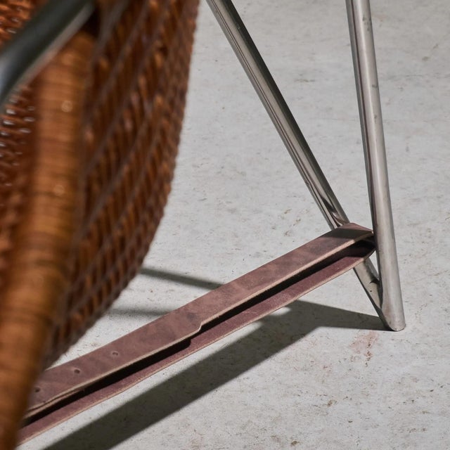 Coqueta Chair in Stainless Steel, Wicker and Leather by Pete Sans, Spain, 1980s For Sale - Image 9 of 13