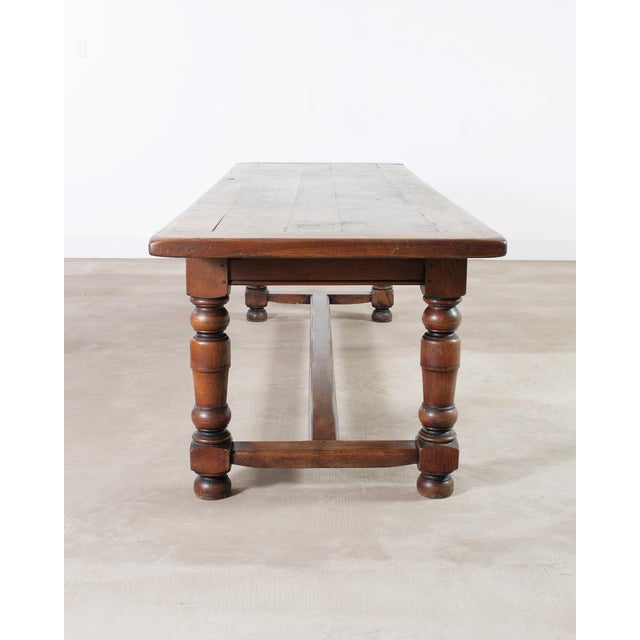 Country French Provincial Oak Farmhouse Dining Table 9 Ft For Sale - Image 9 of 18