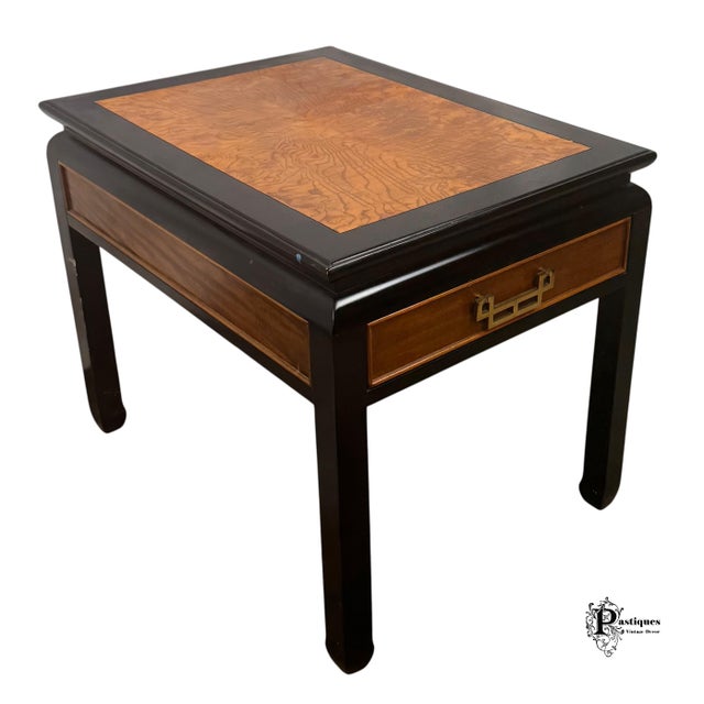 Black Vintage Century Raymond Sobota Chin Hua Collection Chinoiserie Style Burl Wood Side Table For Sale - Image 8 of 12