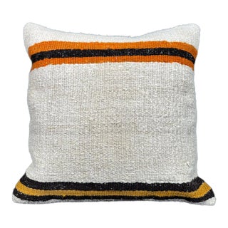 Turkish Hemp Pillow Cushion Natural Beige Black Cushion Cover 20"x20" For Sale
