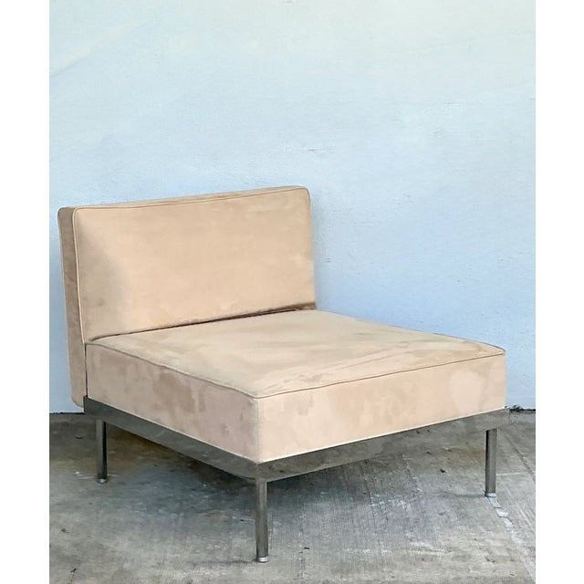 Metal Vintage Minimalist Chrome Base Lounge Chair For Sale - Image 7 of 12