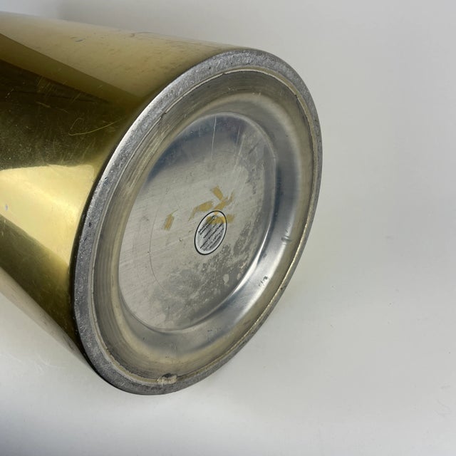 Metal 1990's Large Brass Round Garbage Can by H.T. Storrs & Associates For Sale - Image 7 of 9