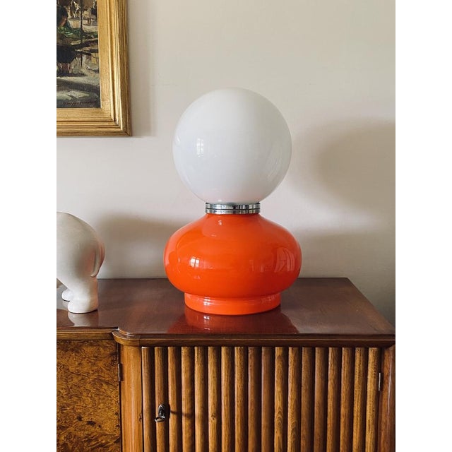 Space Age Red Murano Glass Table Lamp attributed to AV Mazzega, 1970s For Sale - Image 12 of 16
