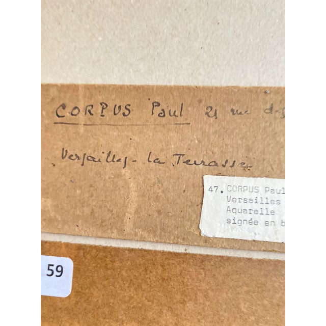 Paul Corpus, Versailles, 1920s, Gouache and Watercolor, Framed For Sale - Image 14 of 17