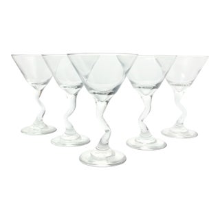 Anchor Hocking “Z-Stem, Zig Zag” Martini Glasses - Set of 5 For Sale