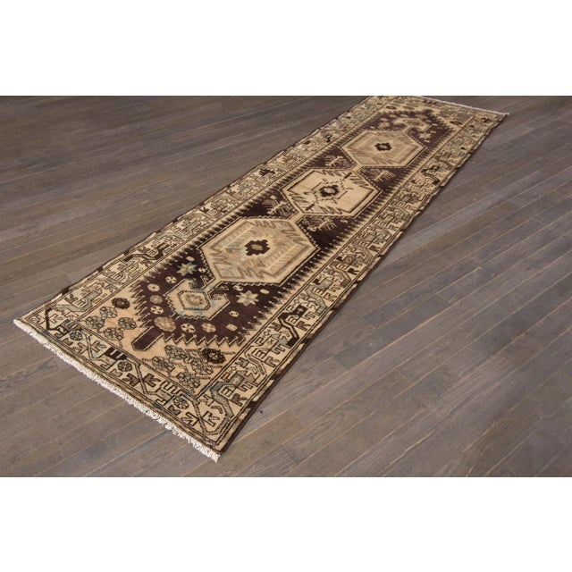 Traditional Vintage Hamadan Handmade Wool Runner For Sale - Image 3 of 6