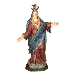 Large Spanish Colonial Polychrome Virgin Mary, 1780 For Sale