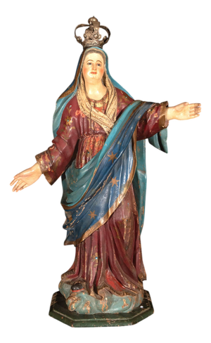 Large Spanish Colonial Polychrome Virgin Mary, 1780